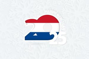 New Year 2025 for Netherlands on snowflake background. vector