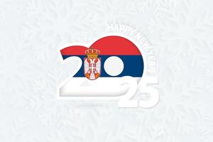 New Year 2025 for Serbia on snowflake background. vector