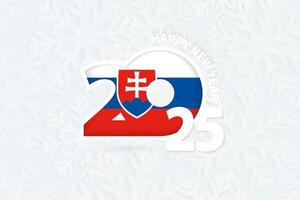 New Year 2025 for Slovakia on snowflake background. vector