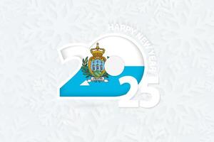New Year 2025 for San Marino on snowflake background. vector