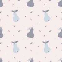 Cute pastel pattern in pears and dots. Blue pears on a beige background. Modern Scandinavian minimalism style.Cute colorful abstract pear fruit vector