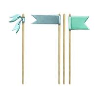 Decorative flags on sticks for decorating cakes, souvenirs, holidays. Watercolor illustration. Isolated objects from a large set of HAPPY BIRTHDAY. For the design and decoration of postcards, posters vector