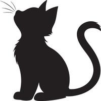 A black silhouette of a cat sitting on a white background vector