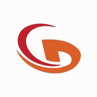 Glossy Round Red and Orange Layered C and G Letter Icon on White Background vector