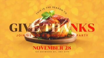 Orange Thanksgiving Party Invitation Twitter Post template