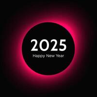 Happy new year 2025 inscription in circle light frame vector
