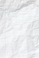 White clean crumpled notebook paper with lines vector