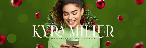 Dark Green Christmas Influencer Twitter Header template