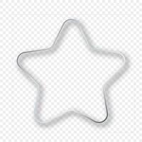 Silver glowing rounded star shape frame with shadow vector
