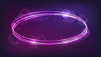 Neon oval frame with shining effects and sparkles vector