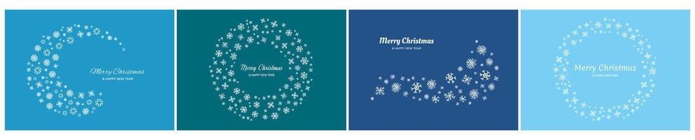 Set of Merry Christmas backgrounds with snowflakes vector