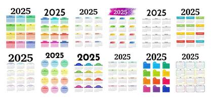 Calendar for 2025 isolated on a white background vector