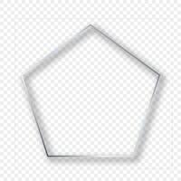 Silver glowing pentagon shape frame with shadow vector