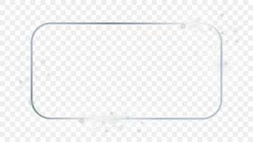 Silver glowing rounded rectangular frame with sparkles vector