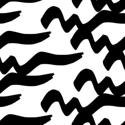 Seamless pattern with black wavy grunge brush strokes