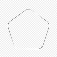 Silver glowing rounded pentagon shape frame vector