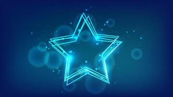 Neon frame in star form with shining effects and sparkles vector
