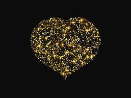 Gold glitter heart on dark background vector
