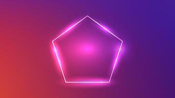 Neon frame in pentagon form with shining effects vector