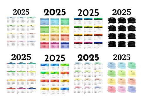 conjunto de calendarios para 2025 aislado en un blanco antecedentes vector