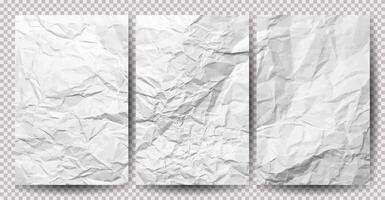 Set of white clean crumpled papers vector