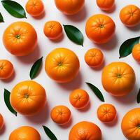 Fresh oranges and tangerines on white background photo