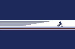 Pedaling through the stripes, the cyclist's silhouette emerges as an icon of freedom and movement. vector