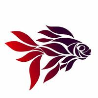 A red fish with purple leaves on it vector