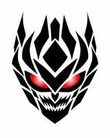 tribal art design abstract face evil with red eyes vector