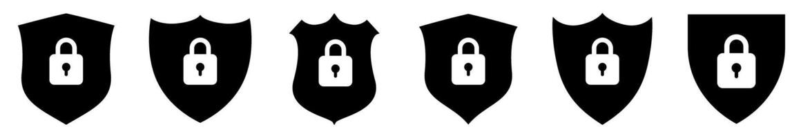 Security shield icons set. Shield lock icon or security shield protection icons vector