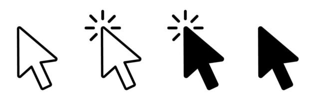 Pointer cursor computer mouse icon set. Finger cursor, arrow click sign vector