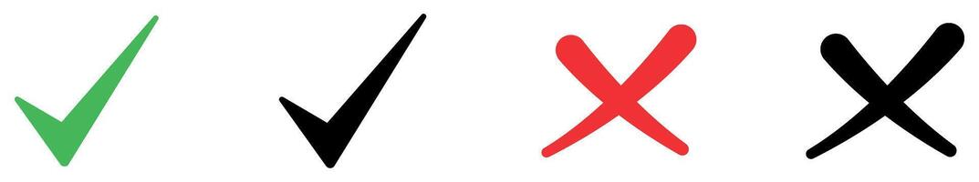 Set of check marks and cross mark. Check box icon with yes or no checkmark icons vector