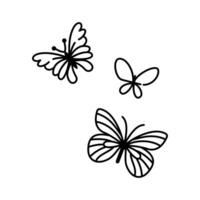 butterfly doodle using line art isolated on white background vector