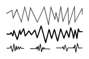 Doodle graphics of heartbeats, sound symbols and earthquakes. vector