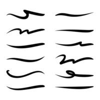 Set of hand drawn underline. vector