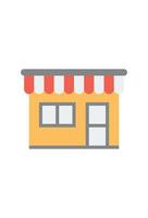 A small store with a red awning vector