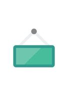 A flat icon of a green sign hanging from a wall vector