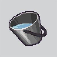 Pixel art illustration Water Bucket. Pixelated Plastic Bucket. Plastic Metal Water Bucket Laundry pixelated for the pixel art game and icon for website and game. old school retro. vector