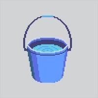 Water Bucket. Pixelated Plastic Bucket. Plastic Metal Water Bucket Laundry pixelated for the pixel art game and icon for website and game. old school retro. vector