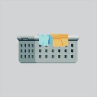 Pixel art illustration Laundry Basket. Pixelated Clothes Basket. Clothes Laundry Basket pixelated for the pixel art game and icon for website and game. old school retro. vector