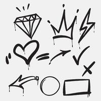 Set of graffiti spray paint element illustration vector