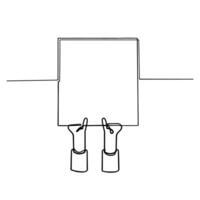 a drawing of two hands holding a blank piece of paper vector