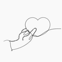 a line drawing of a heart with a string vector
