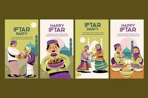 The moment of sharing during iftar for Muslims for happy iftar banner collection vector