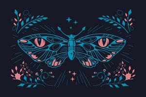 Isoteric Owl Butterfly Tropic Insect Concept Suitable for Decoration and Background vector