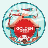 Japanese Golden Week holiday with koinobori carp streamers on sky background vector