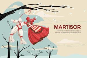Martisor background mean Moldovan Romanian amd Bulgarian symbol for spring beginning vector