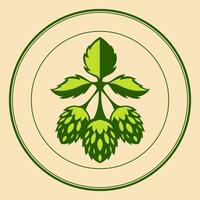 colorful stamp design hops plants for beer packaging and design element vector