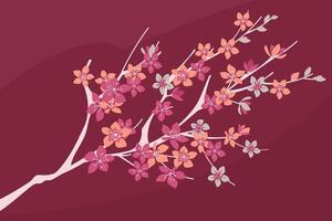 Arched frame of cherry blossoms and falling petals vector
