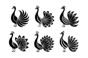 peacock icon with simple shapes vector
